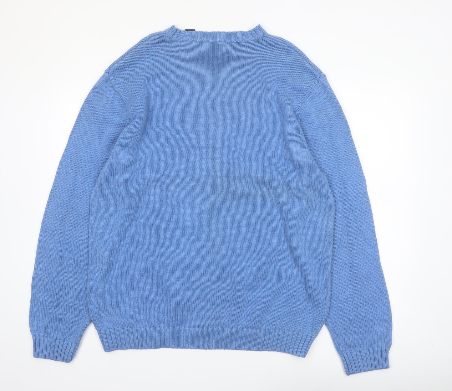 Chaps Men's Blue Cotton Crew Neck Pullover Jumper XL