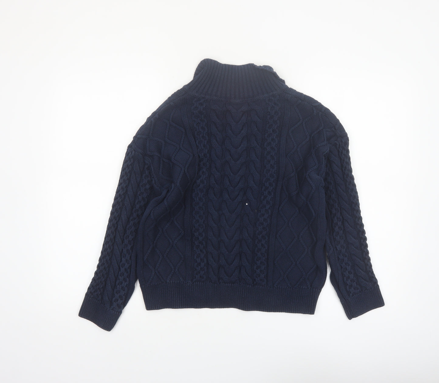 Crew Clothing Company Women’s Blue Cotton Collared Cable Knit Jumper Size 12