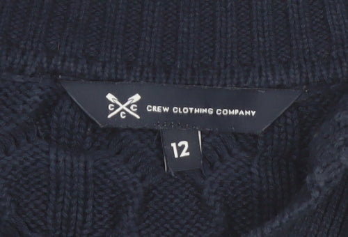 Crew Clothing Company Women’s Blue Cotton Collared Cable Knit Jumper Size 12