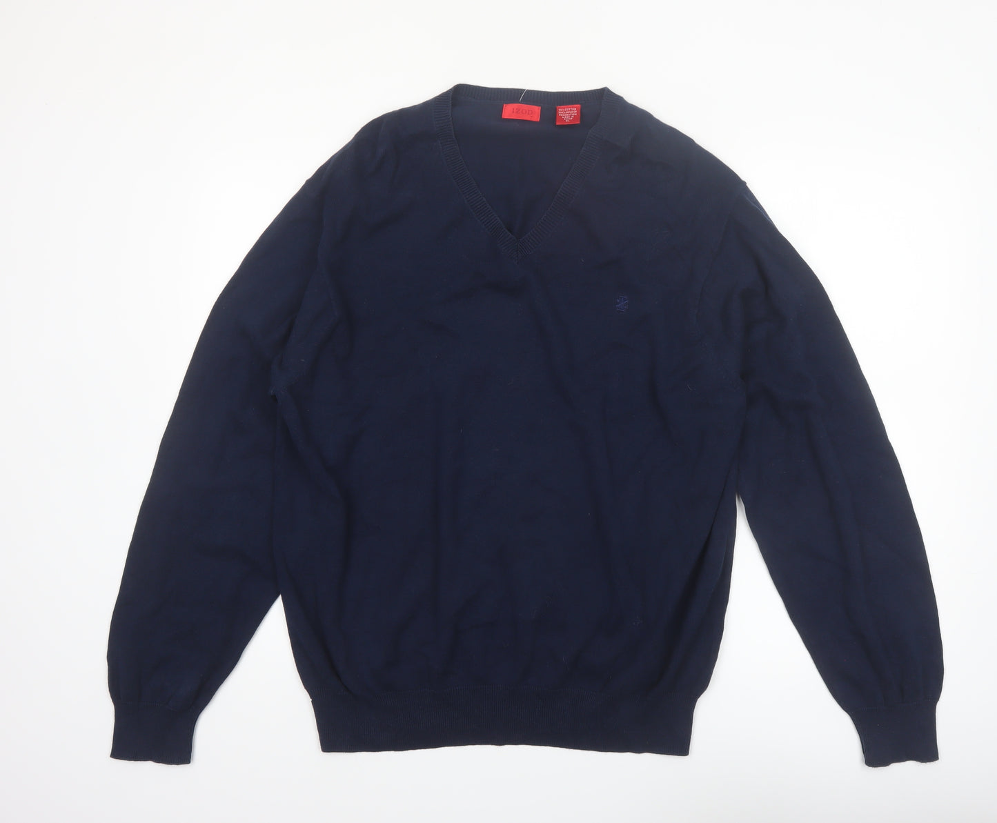 IZOD Men's Blue Cotton V-Neck Pullover Jumper XL