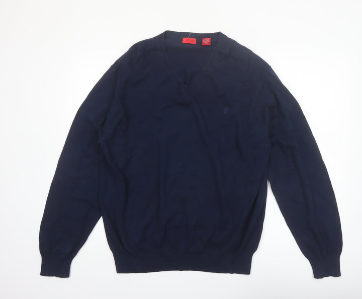 IZOD Men's Blue Cotton V-Neck Pullover Jumper XL