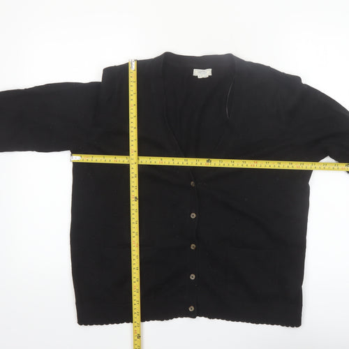 Fat Face Women Black Cotton Wool Cardigan UK 18 Long Sleeve Knitwear