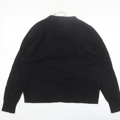 Fat Face Women Black Cotton Wool Cardigan UK 18 Long Sleeve Knitwear
