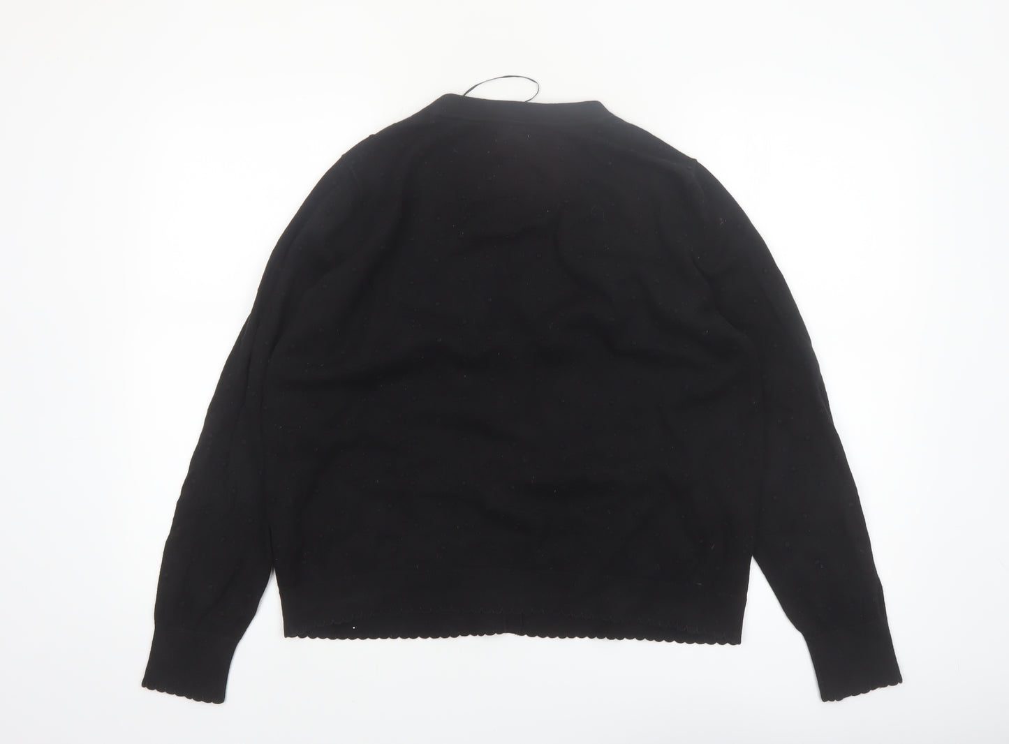 Fat Face Women Black Cotton Wool Cardigan UK 18 Long Sleeve Knitwear