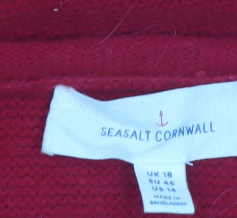 Seasalt Cornwall Women’s Red Wool Blend Crew Neck Jumper UK 18