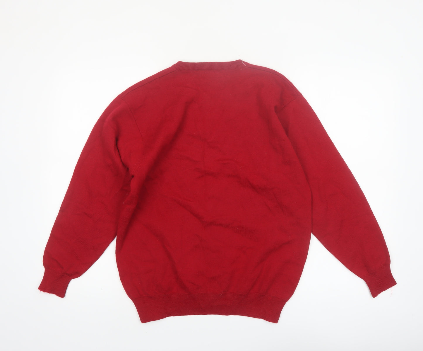 Pierre Cardin Men's Red Wool V-Neck Pullover Jumper L
