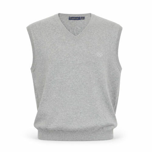 Club Room Men's Grey Cotton V-Neck Sleeveless Vest Jumper L