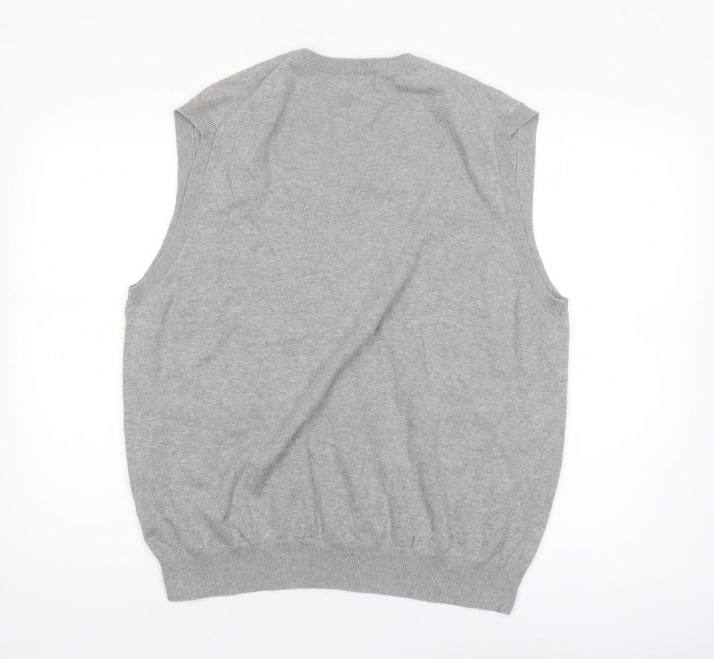 Club Room Men's Grey Cotton V-Neck Sleeveless Vest Jumper L