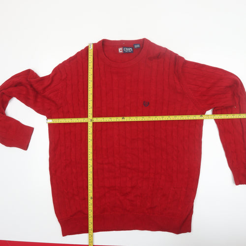 Chaps Men's Red Cotton Cable-Knit Jumper XL Crew Neck Pullover