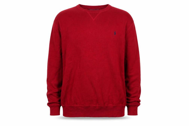 Ralph Lauren Mens Red Cotton Crew Neck Pullover Jumper XL