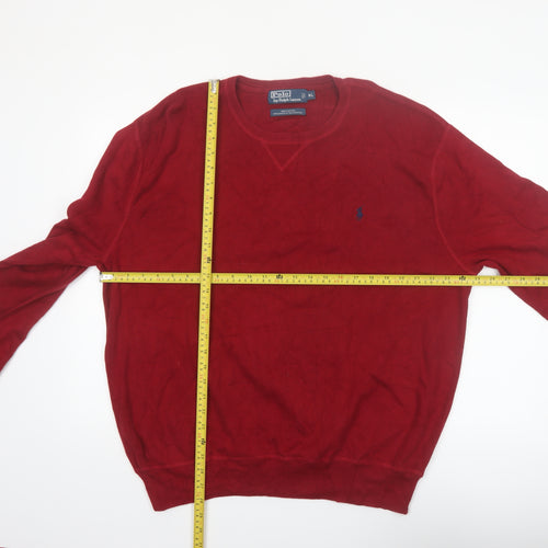 Ralph Lauren Mens Red Cotton Crew Neck Pullover Jumper XL