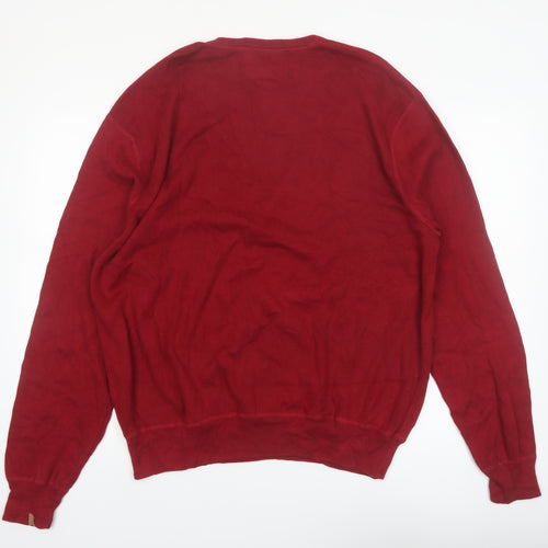 Ralph Lauren Mens Red Cotton Crew Neck Pullover Jumper XL
