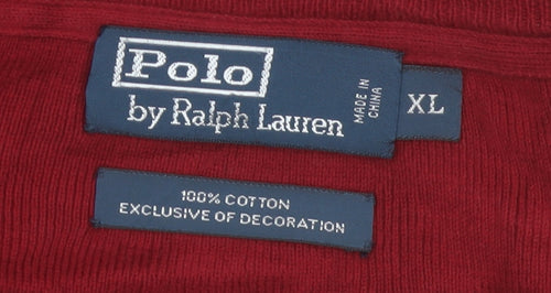 Ralph Lauren Mens Red Cotton Crew Neck Pullover Jumper XL