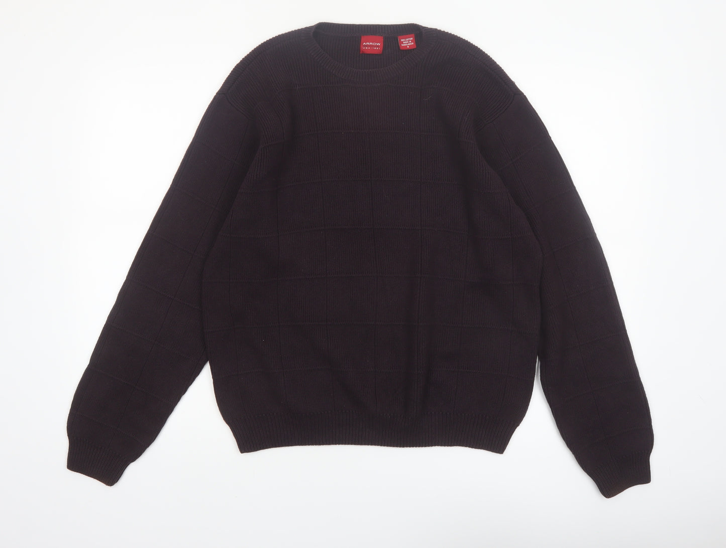 Arrow USA 1851 Men's Black Cotton Crew Neck Pullover Jumper Size S