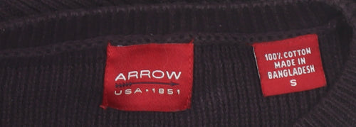 Arrow USA 1851 Men's Black Cotton Crew Neck Pullover Jumper Size S