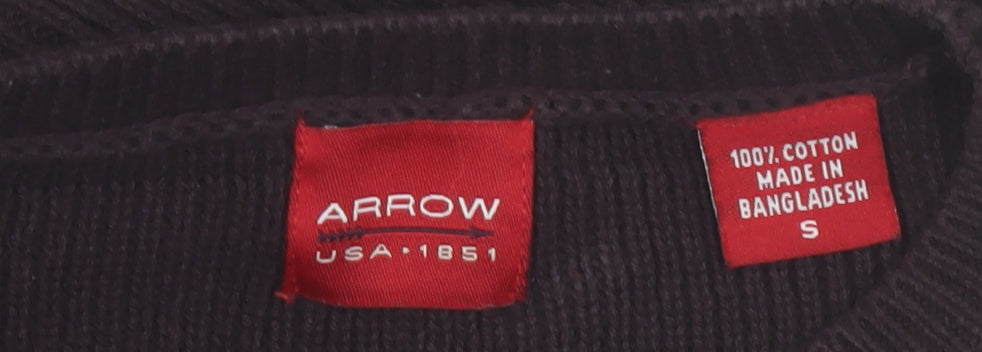 Arrow USA 1851 Men's Black Cotton Crew Neck Pullover Jumper Size S