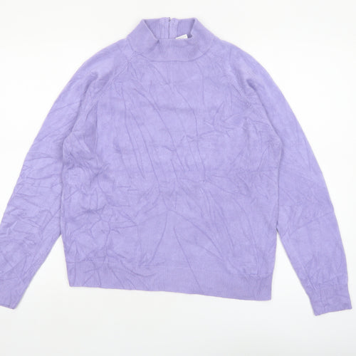 Draper's & Damon's Women's Purple Mock Neck Acrylic Jumper Size M