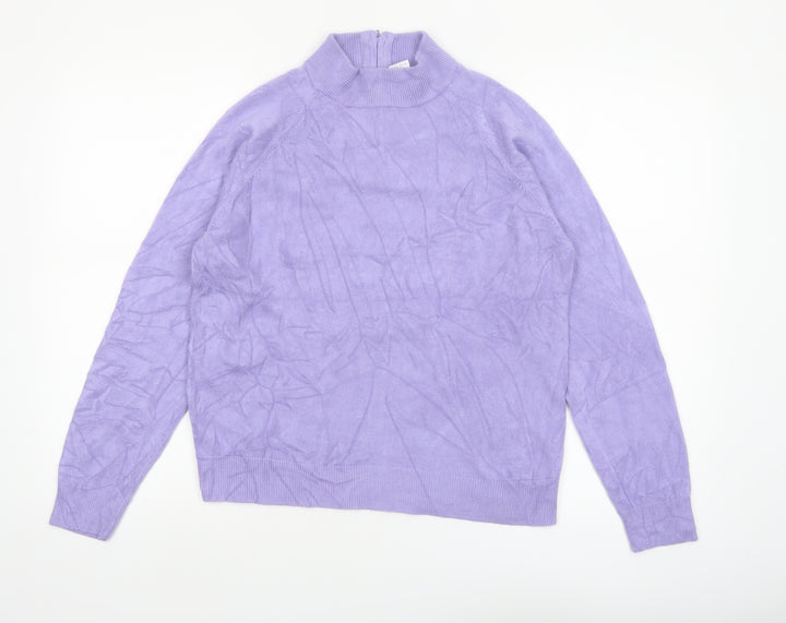 Draper's & Damon's Women's Purple Mock Neck Acrylic Jumper Size M