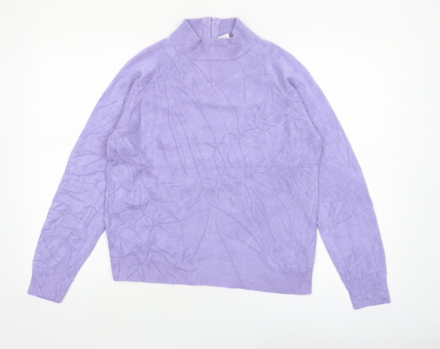 Draper's & Damon's Women's Purple Mock Neck Acrylic Jumper Size M
