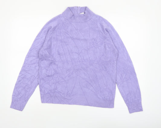 Draper's & Damon's Women's Purple Mock Neck Acrylic Jumper Size M