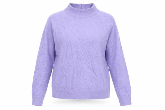 Front view of Draper's & Damon's Women's Purple Mock Neck Acrylic Jumper, size M