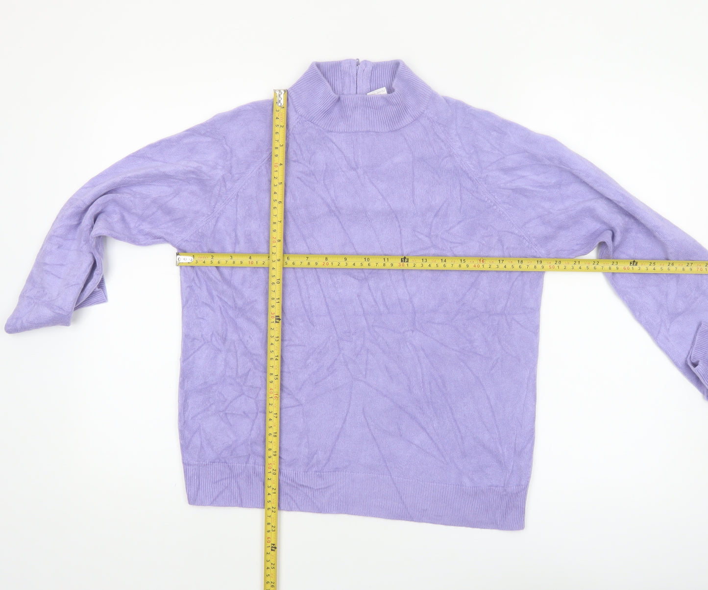 Draper's & Damon's Women's Purple Mock Neck Acrylic Jumper Size M