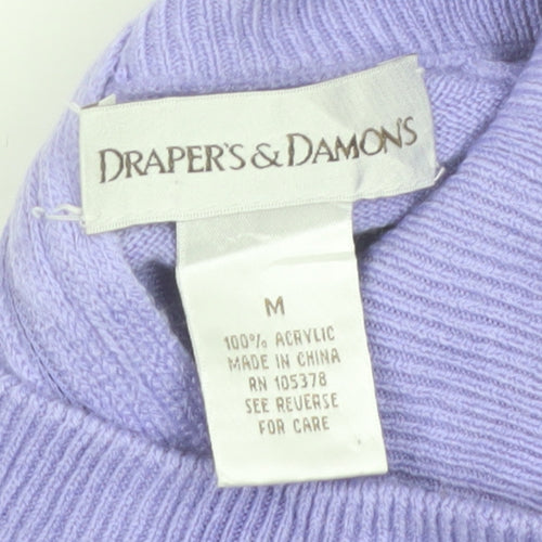 Draper's & Damon's Women's Purple Mock Neck Acrylic Jumper Size M