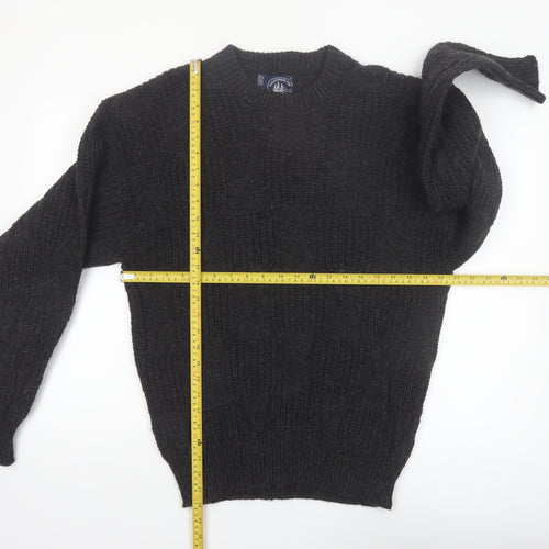 Boathouse Row Men's Black Wool Blend Cable Knit Jumper L
