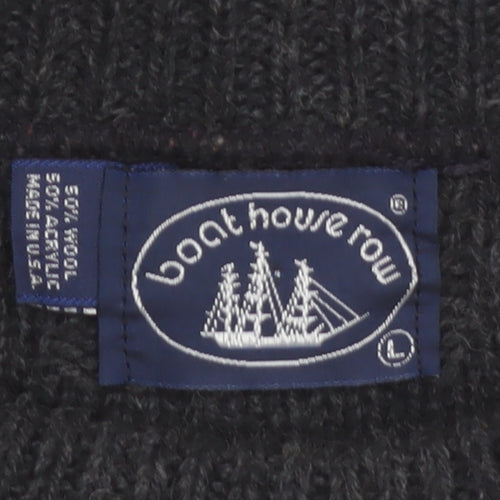 Boathouse Row Men's Black Wool Blend Cable Knit Jumper L