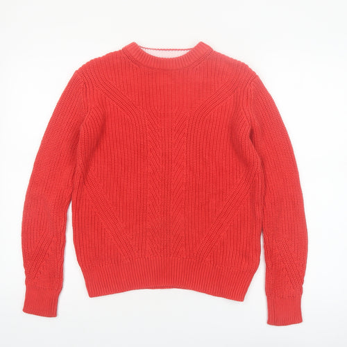 Marks and Spencer Women Bright Red Cotton Cable-Knit Jumper Size S