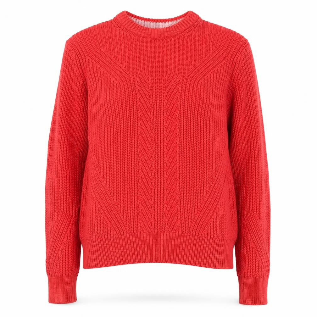 Marks and Spencer Women Bright Red Cotton Cable-Knit Jumper Size S