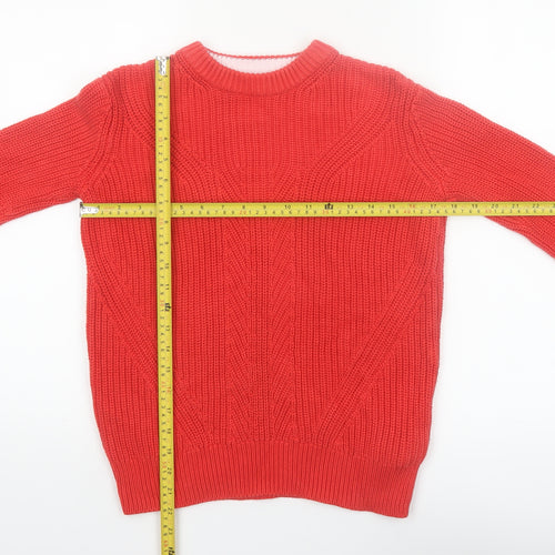 Marks and Spencer Women Bright Red Cotton Cable-Knit Jumper Size S