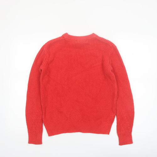 Marks and Spencer Women Bright Red Cotton Cable-Knit Jumper Size S