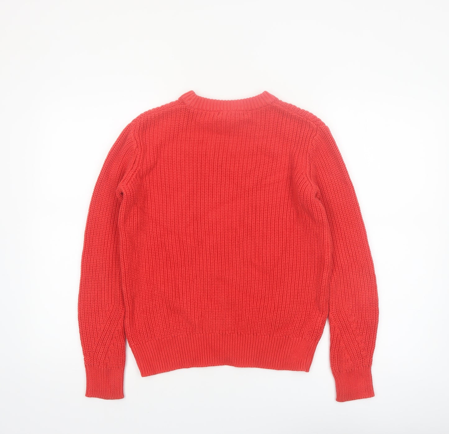 Marks and Spencer Women Bright Red Cotton Cable-Knit Jumper Size S