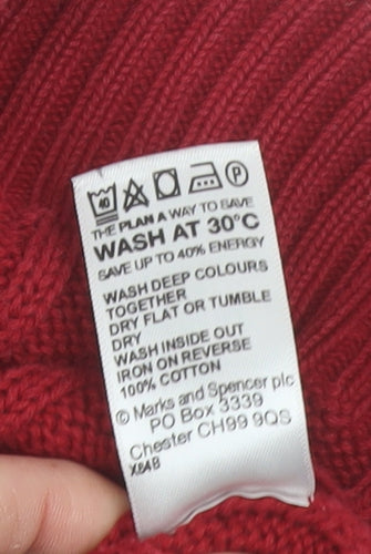 Marks and Spencer Men's Red Cable-Knit Cotton Pullover Jumper M