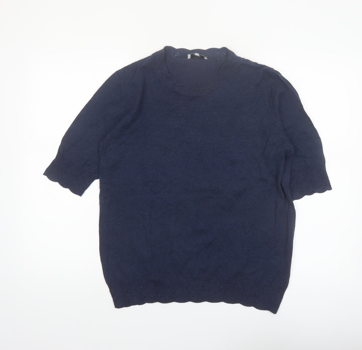 Noa Noa Women's Blue Cotton Short Sleeve Knit Jumper M