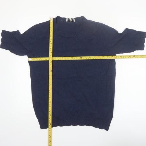 Noa Noa Women's Blue Cotton Short Sleeve Knit Jumper M