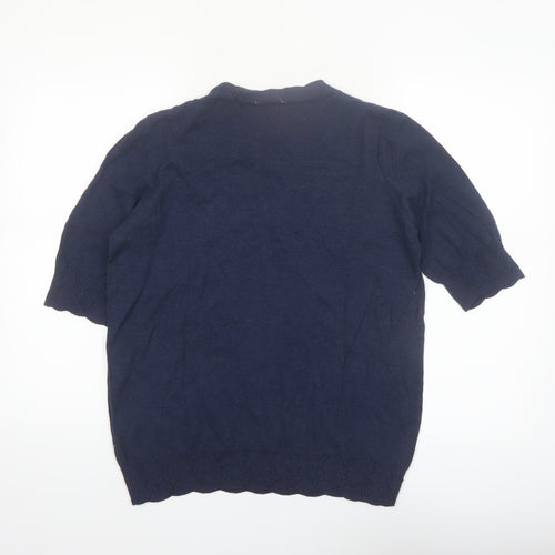 Noa Noa Women's Blue Cotton Short Sleeve Knit Jumper M
