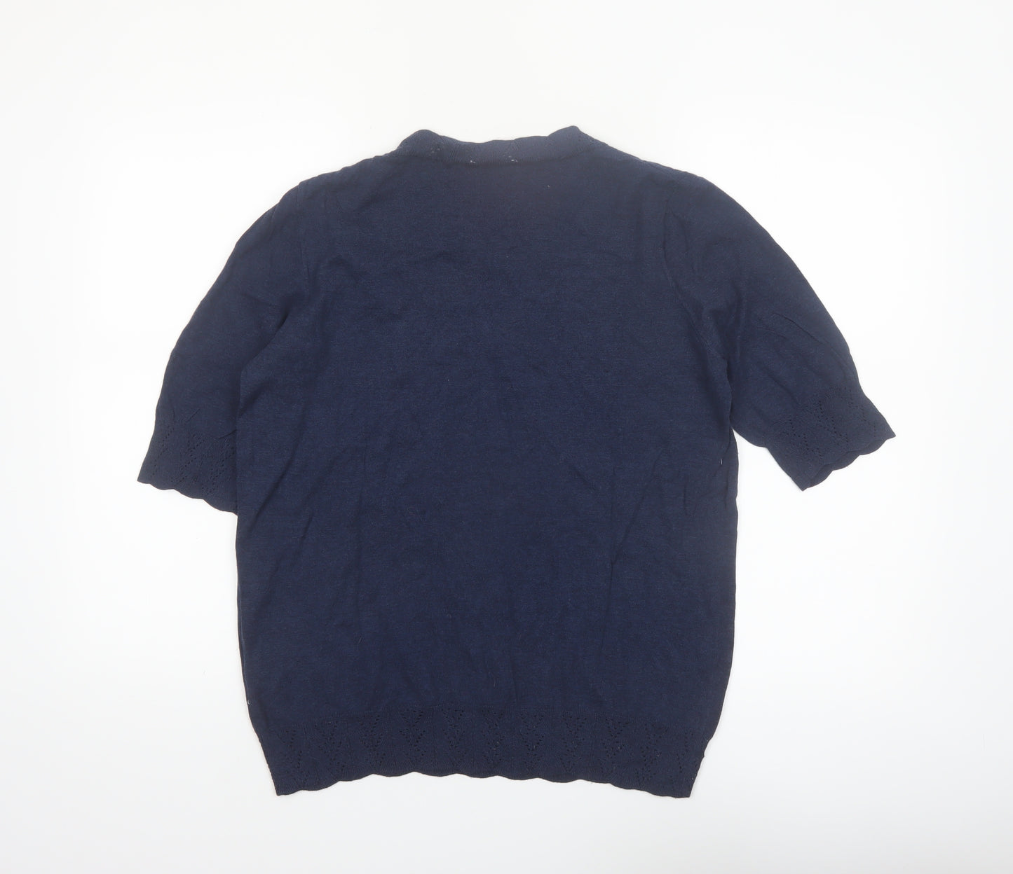 Noa Noa Women's Blue Cotton Short Sleeve Knit Jumper M