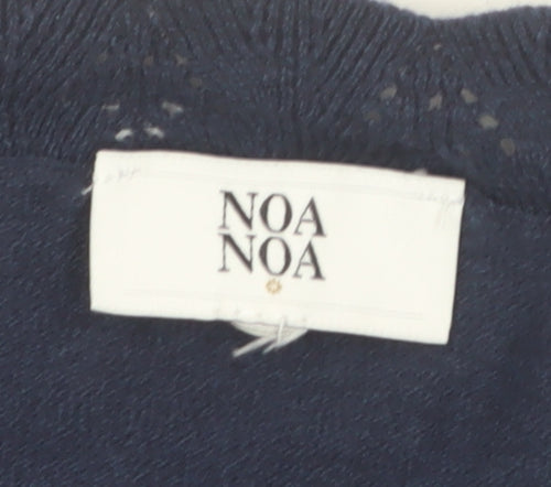 Noa Noa Women's Blue Cotton Short Sleeve Knit Jumper M