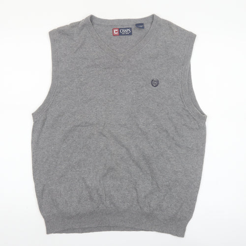 Chaps Men’s Grey Cotton V-Neck Sleeveless Vest Jumper L
