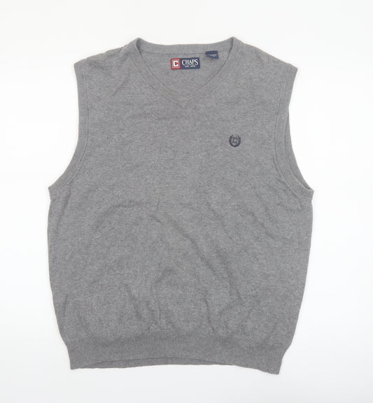 Chaps Men’s Grey Cotton V-Neck Sleeveless Vest Jumper L