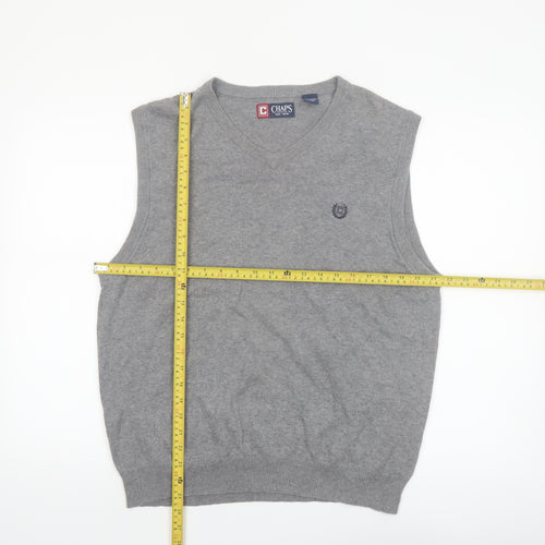 Chaps Men’s Grey Cotton V-Neck Sleeveless Vest Jumper L