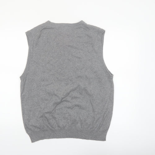 Chaps Men’s Grey Cotton V-Neck Sleeveless Vest Jumper L