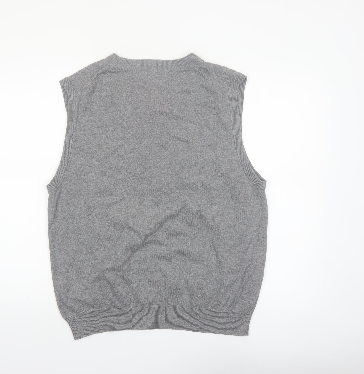 Chaps Men’s Grey Cotton V-Neck Sleeveless Vest Jumper L