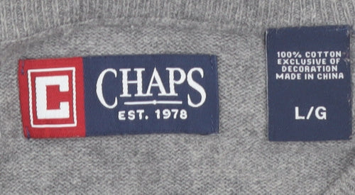 Chaps Men’s Grey Cotton V-Neck Sleeveless Vest Jumper L