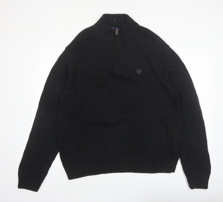 Chaps Men’s Black XL 1/4 Zip Cotton Knit Jumper High Neck