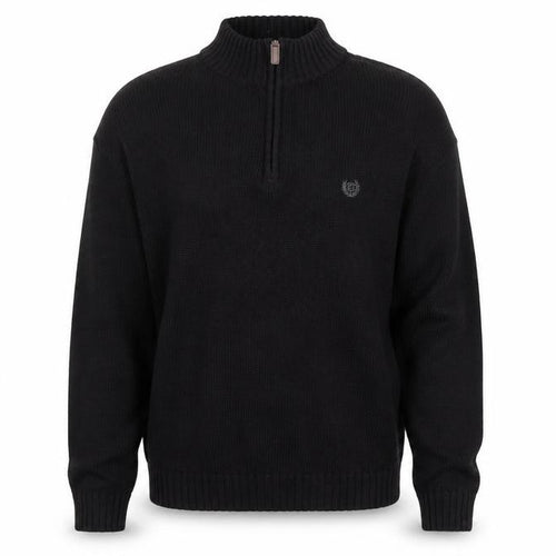 Chaps Men’s Black XL 1/4 Zip Cotton Knit Jumper High Neck