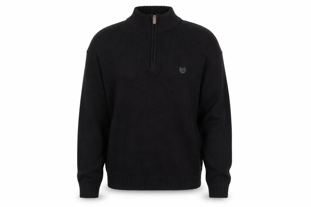 Chaps Men’s Black XL 1/4 Zip Cotton Knit Jumper High Neck