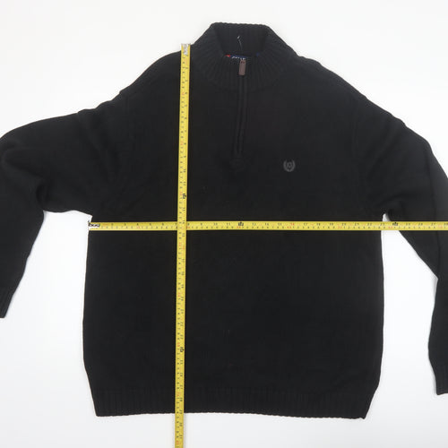 Chaps Men’s Black XL 1/4 Zip Cotton Knit Jumper High Neck